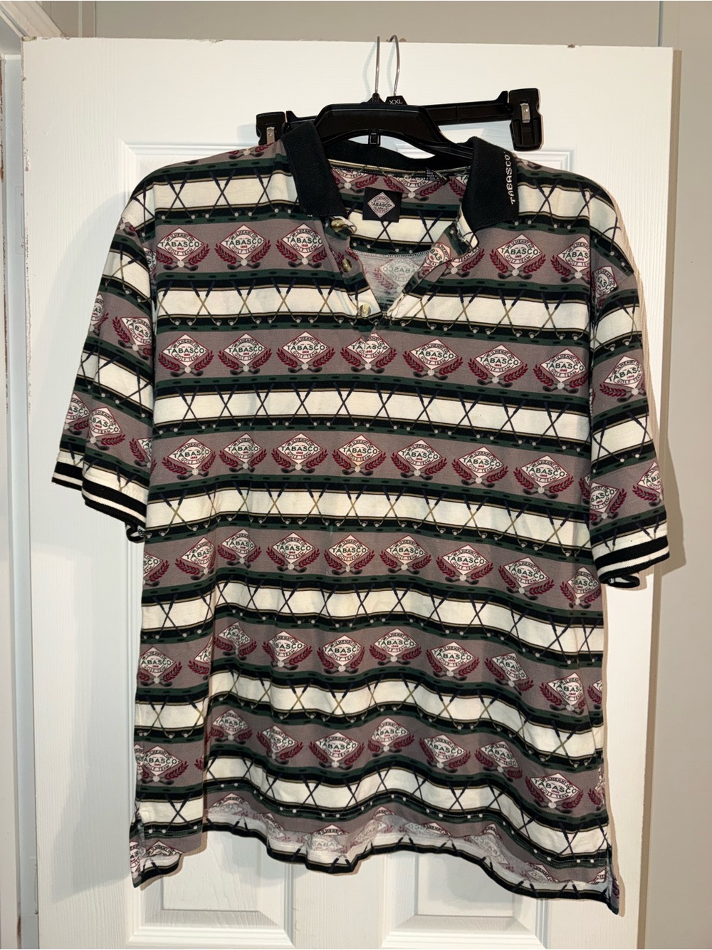Vintage 90s Tabasco Country Store All Over Print Argyle Golf Polo Shirt XL